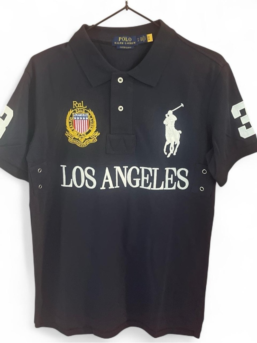Polo by Ralph Lauren Black Los Angeles Crest Polo Shirt